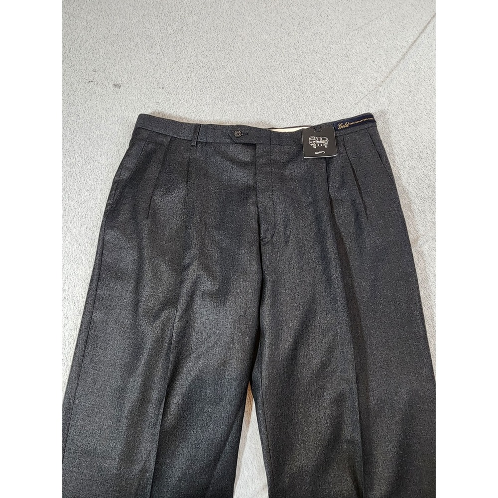 Hart Schaffner Marx Gold Dress Pants Men 40 Grey NEW Merino Wool unhemmed Pleat - Picture 11 of 11